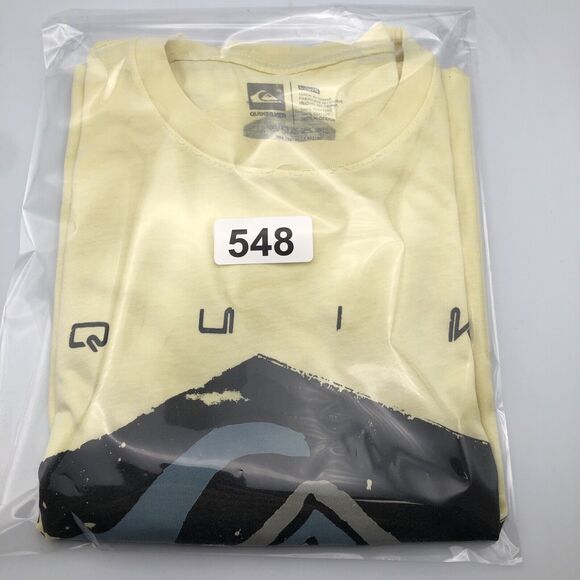 Quicksilver Short Sleeve T Shirt Yellow Size Large Logo Graphic Summer Vacation - Picture 7 of 7